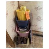 Assorted Trash Cans & Child