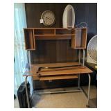 Computer desk, 2 canes, & heater