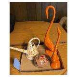 Vintage 70s Ceramic Birds, pitcher, egg dish