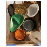 Vintage Ashtrays & bottle, clothes sprinkler