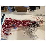 Outside lighted candy canes