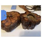 Vintage cigarette box & matching ashtrays