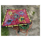 Bean bag toss game, garden hose, more