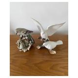 Homco doves & 2 birds on a log