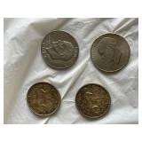 2 Canadian dollars, 2 Eisenhower dollars
