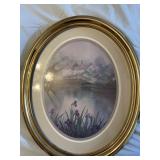 Iris cottage & floral spray on wall
