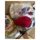 2 flats vintage fancy work, hat & more