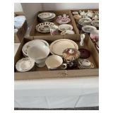4 flats assorted souvenir cups & saucers