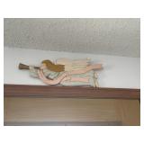 Wooden angel (over door), oak wooden shelf