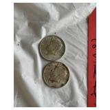 2 - 1964 silver Kennedy half dollars