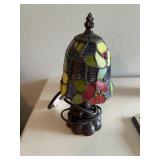 Small leaded glass lamp & wall plaque