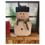 Snowman brick, 2 flowers