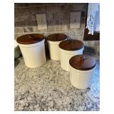 4 pc canister set, flat of misc glassware