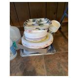 Paper, plastic goods, hats, cleaning items