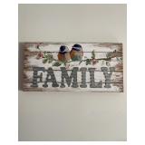 Family sign, angel stained glass in top window