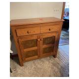 Oak pie safe type cupboard w/copper inserts