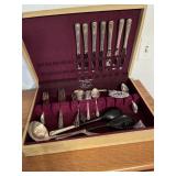 Prestige silverplate w/wooden chest
