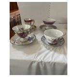 2 rows cups & saucers
