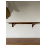 Oak shelf, waste basket, desk lamp & more
