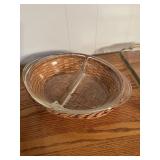 Flat of divided casserole 2 qt Pyrex,egg dish,more