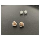 2 pr earrings, 1 pendent marked 925