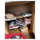 All cook books on shelves, more