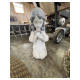 Boy on tractor, little girl, rabbit