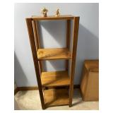 4 shelf oak shelving unit & decor