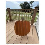 Metal pumpkin on stand