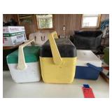 3 coolers, flashlight