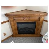 Electric corner oak fireplace