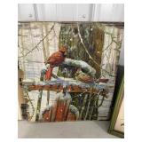 2 Cardinal pictures & antique sign