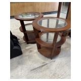 2 dark wood end tables