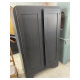 Black wardrobe on wheels w/key