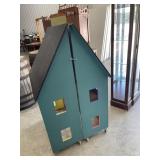 Kids playhouse on wheels, swings open