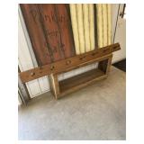 5 ft wood shelf, 5 ft pegged coat rack, more