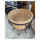 Longaberger basket set w/black wrought iron stand