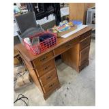 Maple desk w//3 flats office supplies