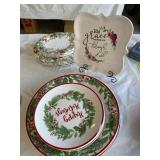 2 sets Xmas dishes & 1 plate on stand