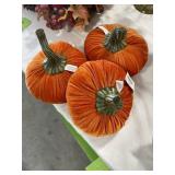 3 velvet pumpkins