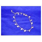 Gold Tone Bracelet w/Dangling Hearts