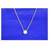 Gold Tone Necklace w/Lg CZ