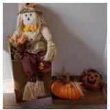 Fiber Optic Scare Crow & Pumpkins