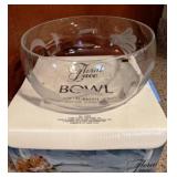 Floral Lace Crystal Bowl, Approx 8" dia