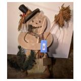 Wooden Snowman, Approx 29" h