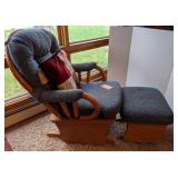 Wooden Glider w/Blue Fabric