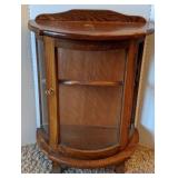 Oak Curved Glass Curio Cabinet
