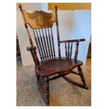 Vintage Rocker w/Pressed Back & Ornate Seat
