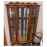 Oak Curved Glass China Cabinet w/Claw Feet