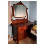 Oak Dresser w/Serpentine Front & Beveled Mirror